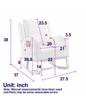 27.5" Modern Accent Rocker Armchair with Lumbar Pillow & Pockets