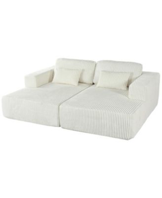 Corduroy Sofa Bed with Pillows
