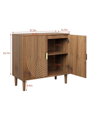 Walnut Storage Cabinet with Line Groove Design