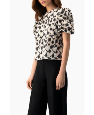 Women's Embroidered Puff-Sleeve Blouse