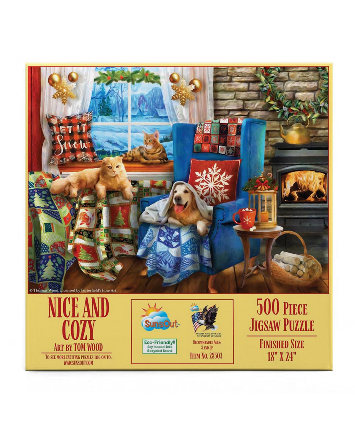 SunsOut Nice and Cozy 500 piece Jigsaw Puzzle for Adults Christmas