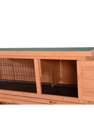 Wooden Bunny Cage w/ Dividers and Pull Out Trays for Outdoors,