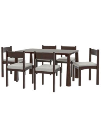 | 7-Piece | Wood & Upholstered | Espresso Finish | Dining Set (Table & 6 Chairs)