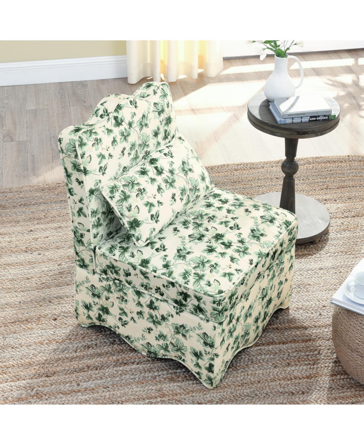 Streamdale Furniture Flannel Dining Chair - Soft Seat & Back Lumbar Pillow Living Room - Green