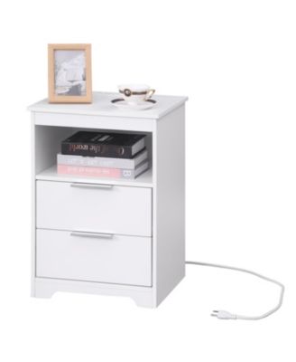 Nightstand with Charging Station & 2 Drawers