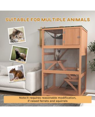 Catio, Outdoor Cat Enclosure House on Wheels with Hammock,