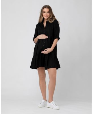 Maternity Adel Button Linen Dress