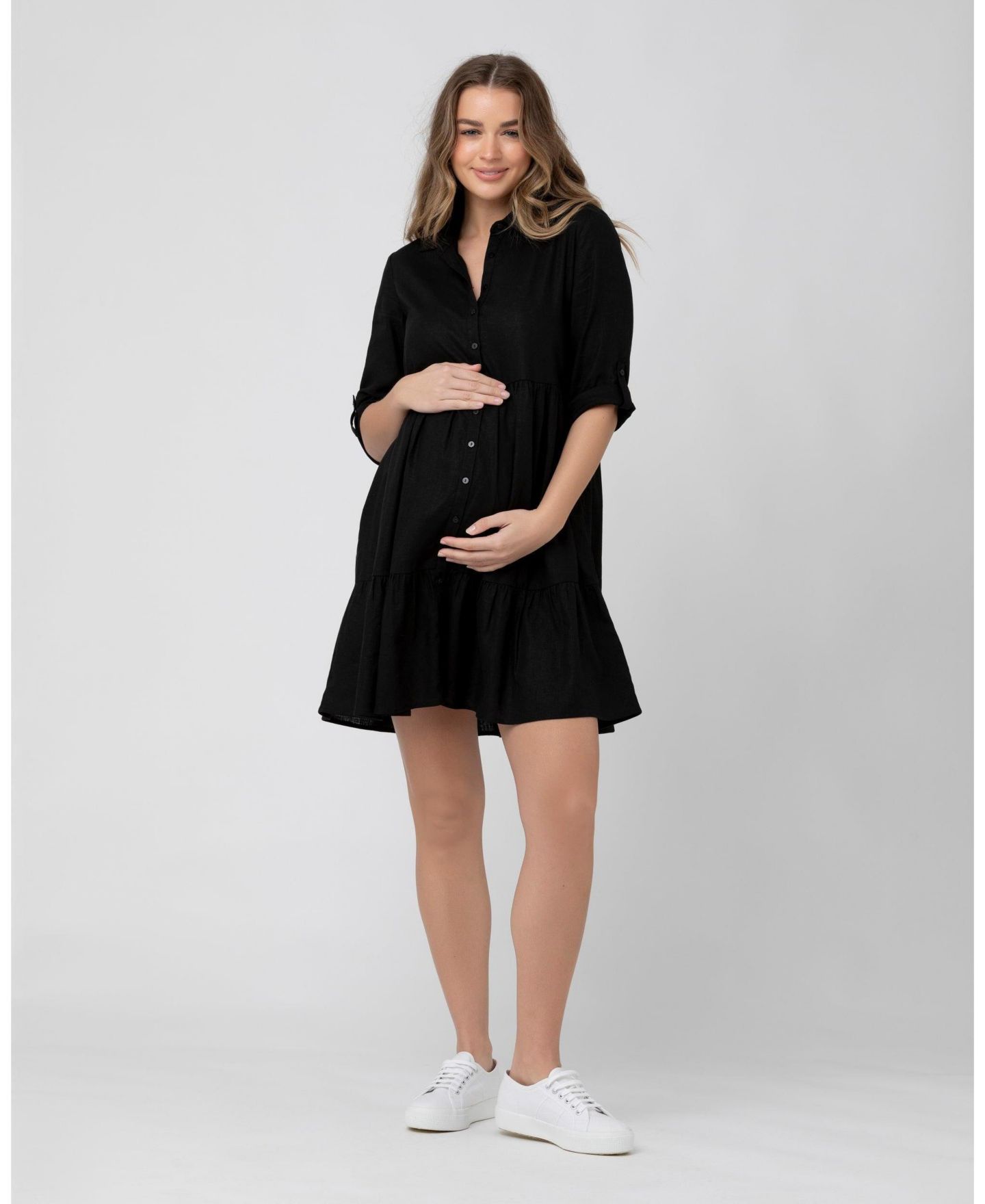 Женское платье Ripe Maternity Adel Button Linen, цвет: Чёрный — фото 6