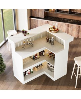 L-Shaped Home Bar Unit, 4 Storage Shelves