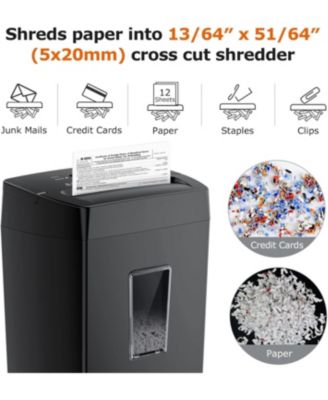 12-Sheet Crosscut Shredder, P-4, 5.5Gal Bin, Shreds Paper/Cards/Mail/Staples, Heavy-Duty, Home Office