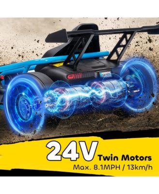24V 8.1 MPH Electric Drift Kart for Kids with Dual Motors,