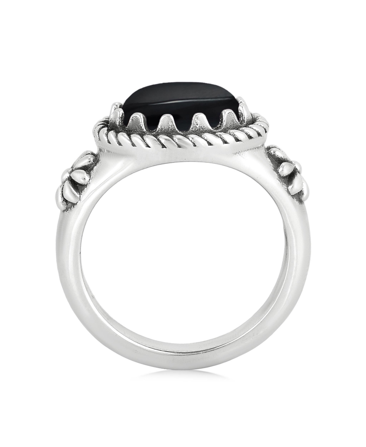 American West Jewelry Sterling Silver Black Onyx East West Ring