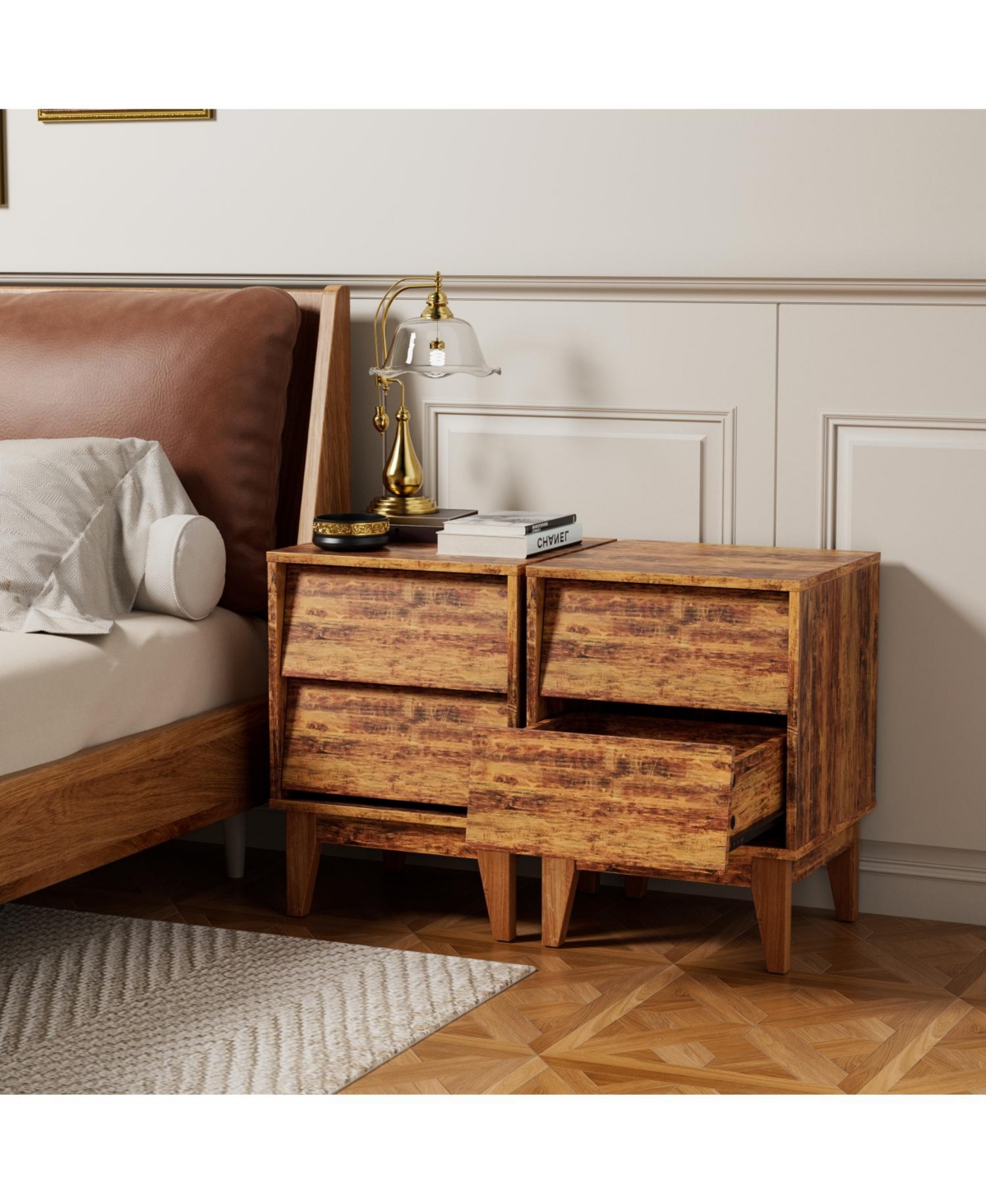 Streamdale Furniture Set of 2 Vintage Mid-Century Nightstands