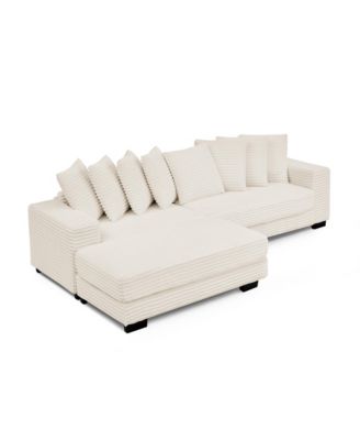 Corduroy Tufted Sleeper Sectional Sofa, L-Shaped Modular Convertible