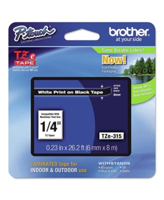 TZE315 0.23 in. x 26.2 ft. TZe Standard Adhesive Laminated Labeling Tape - White on Black