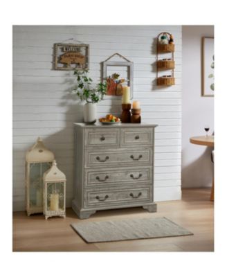 Farmhouse 5-Drawer Dresser, Rustic White