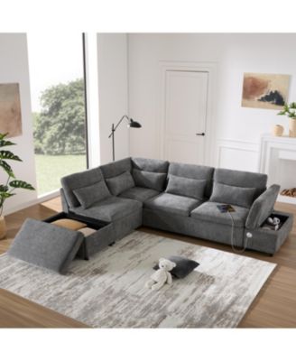 107" Modular Sectional Sofa with Ottoman