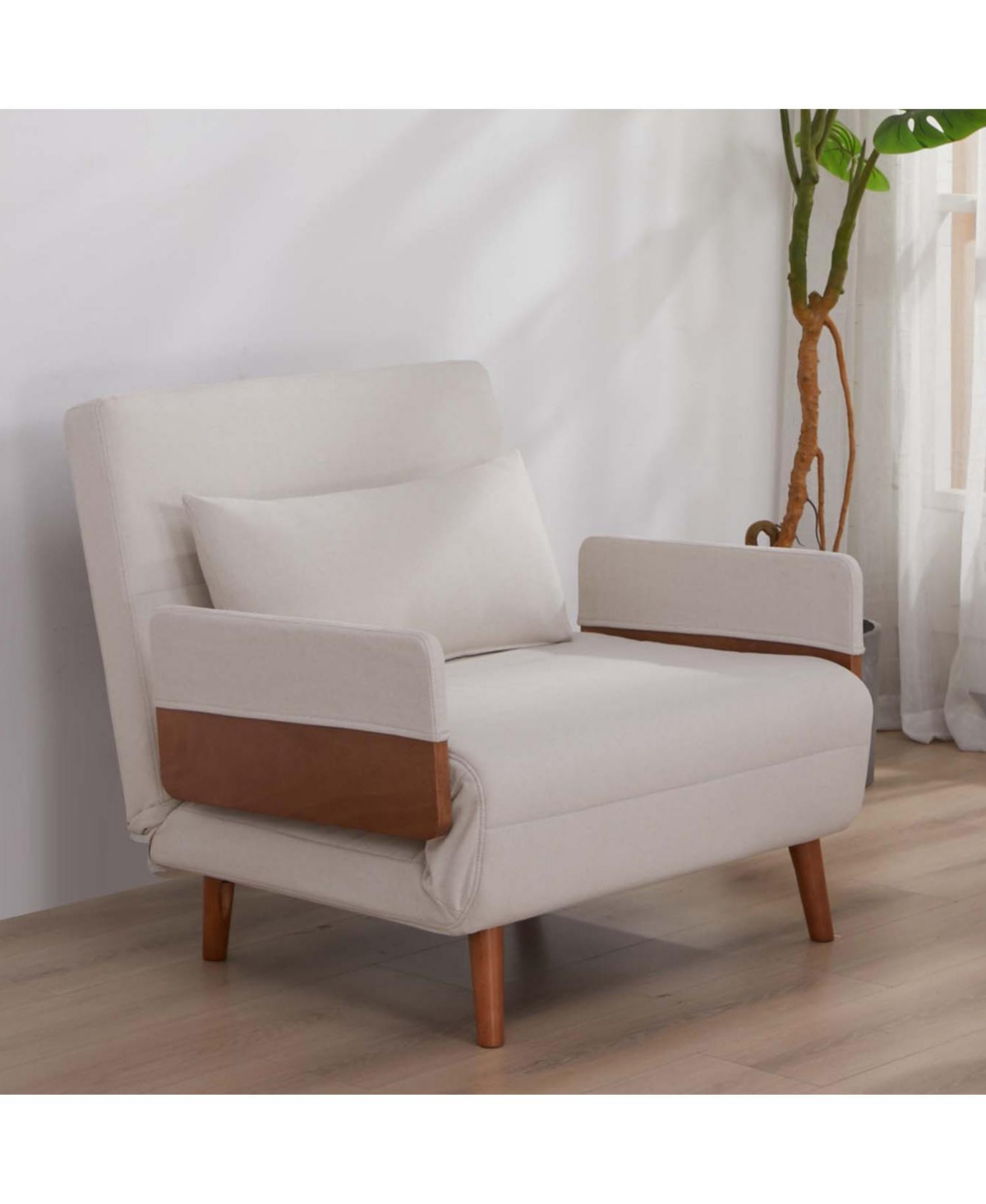 Streamdale Furniture Foldable Linen Sofa Bed - Single, Adjustable Back