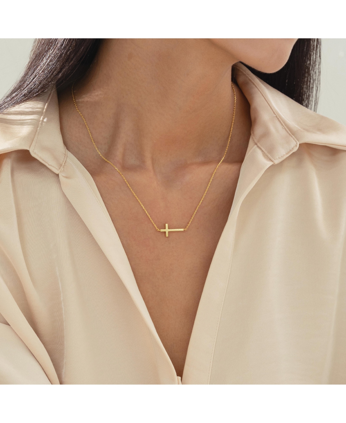 Bearfruit Jewelry 14k Gold Plated Elowen Horizontal Cross Necklace Holiday Gift Guide