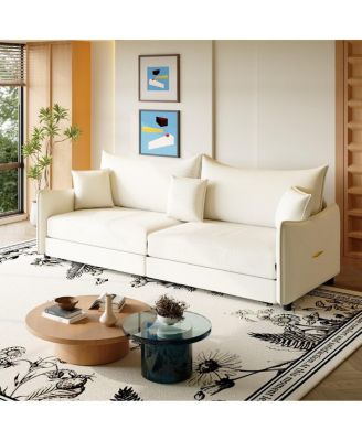 81.9'' Velvet Pull Out Sleeper Sofa Bed, 3-in-1 Convertible King Couch with Pillows, Modern Sofa for Living Room-Maison Boucle