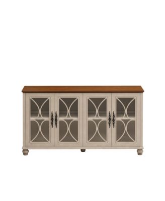 4-Door Storage Cabinet with Tempered Glass Doors
