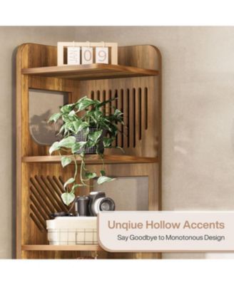 6-Tier Corner Shelf Stand, 71-Inch Rustic Tall Corner Bookshelf, Narrow Corner Bookcase, Corner Plant Stand Display Shelf Organizer