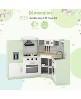 Corner Kids Play Kitchen with Washer and Ice Maker
