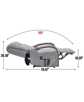 Power Grey Chenille Lift Recliner w/ Heat & Massage