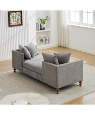 Upholstered Chaise Lounge Sleeper Sofa Daybed with Pillows