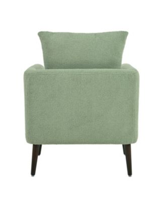 Teddy Fabric Barrel Chair with Solid Wood Legs (Green)