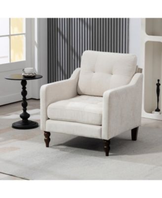 Accent Chenille Chair w/ USB Ergonomic Back Retro Legs