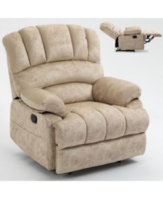 Large Manual Recliner Chair in Fabric for Living Room