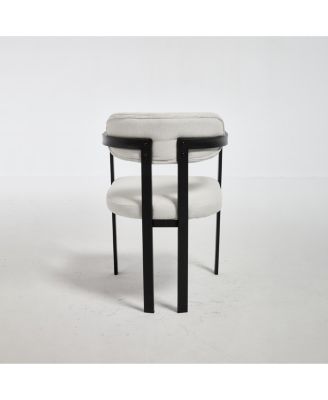 Boucle Dining Chairs Set of 2, Mid-Century Modern, Black Metal Legs