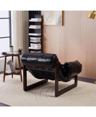  Medieval Modern Leather Lounge Chair - Antique Black