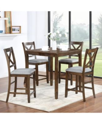 Counter Height Chairs (Set of 4), Padded Seat, Walnut