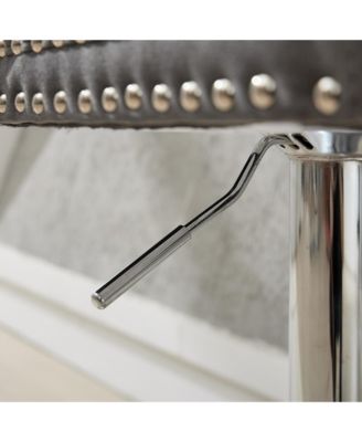 Chrome Swivel Velvet Barstools, Adjustable Height, Tufted, Gray (Set of 2)