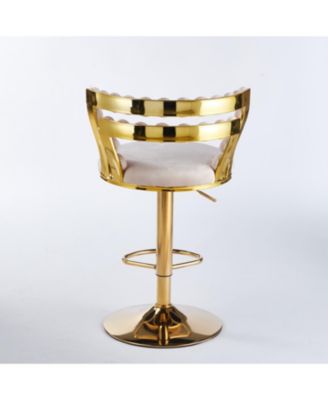 Modern White Bar Chairs (Set of 2) - Gold Legs