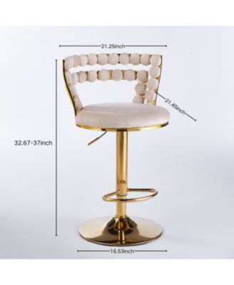 Modern White Bar Chairs (Set of 2) - Gold Legs