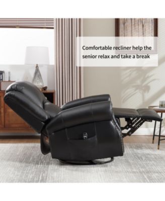 Streamdale Heat Massage Rocker Recliner Chair, Swivel Fabric, Black