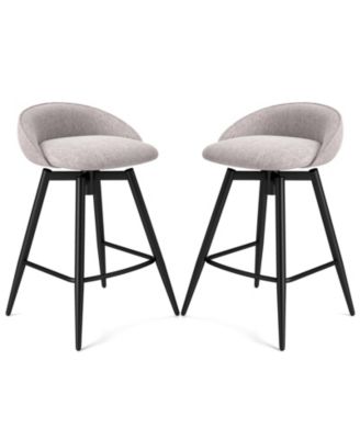 25" Linen Upholstery Metal Frame Backrest, Footrest, 360° Swivel Seat, Comfortable Padding Set of 4 Bar Stools