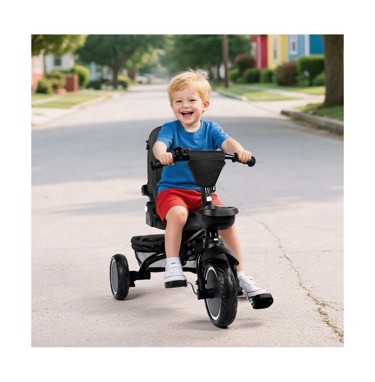 Kinder King Kids Tricycle Stroller, 8 1 Folding Toddler Trike w/Adjustable Push Handle