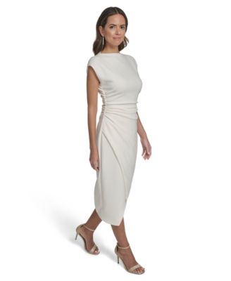 Women's Funnel Neck Shirred Waist Bodycon Dress