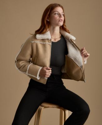 Women's Cropped Suede Shearling Jacket