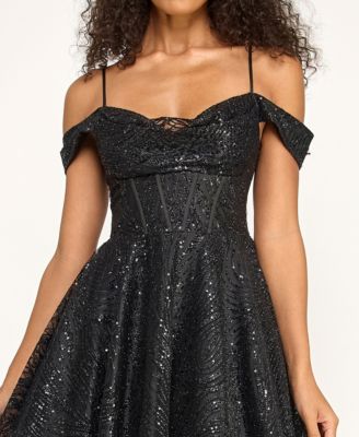 Juniors' Spaghetti Strap Sweetheart Neck Dress