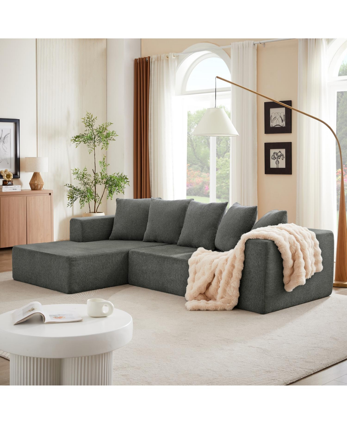 Streamdale Furniture Chenille Modular Sectional Sofa, Cloud Couch for Living Room