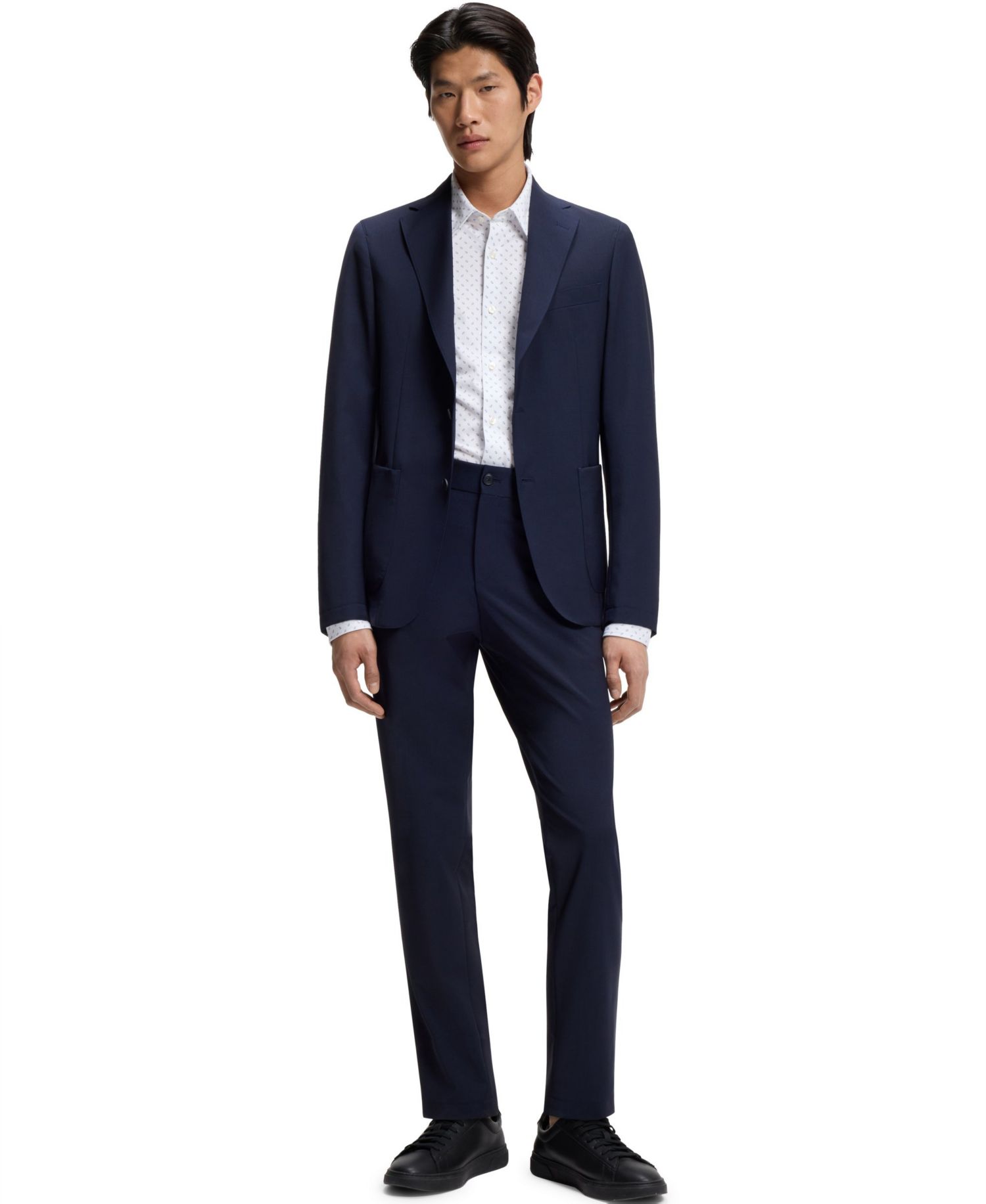Men's Printed Cotton Blend Slim-Fit Dress Shirt