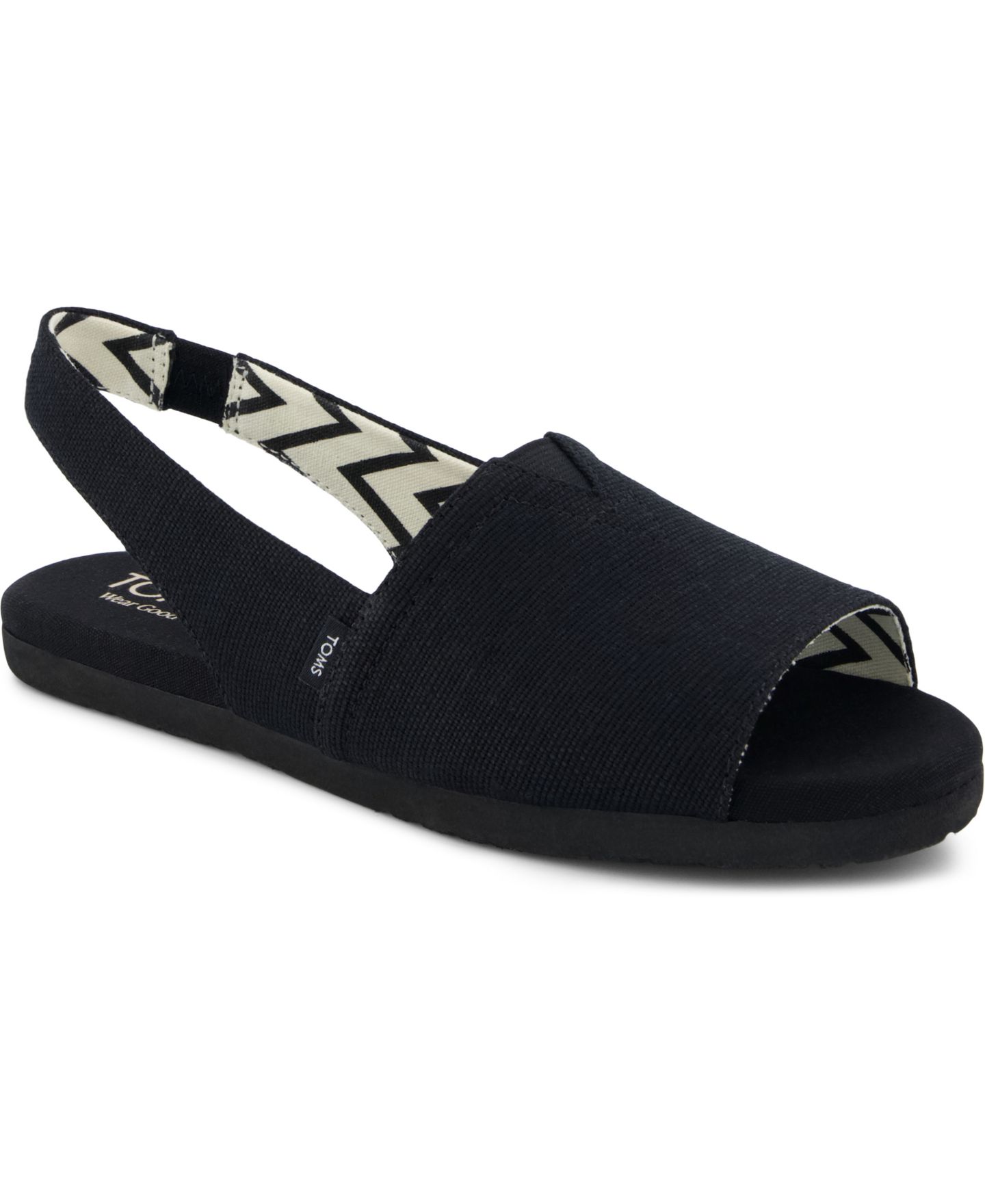 Женские сандалии TOMS Alpargata Slingback Flat, цвет: Чёрный холщовый — фото 1
