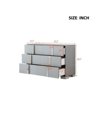 Streamdale Elegant Mirrored Dresser with Metal Handle and 6 Drawers, Grey