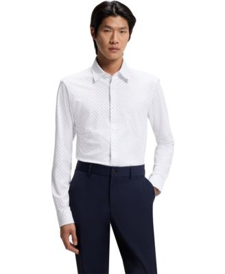 Men's Printed Cotton Blend Slim-Fit Dress Shirt