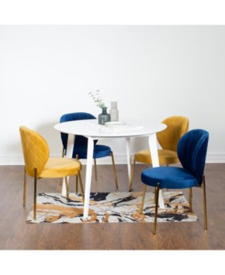 5-Pc Contemporary Dining Set, White Round